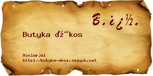 Butyka Ákos névjegykártya